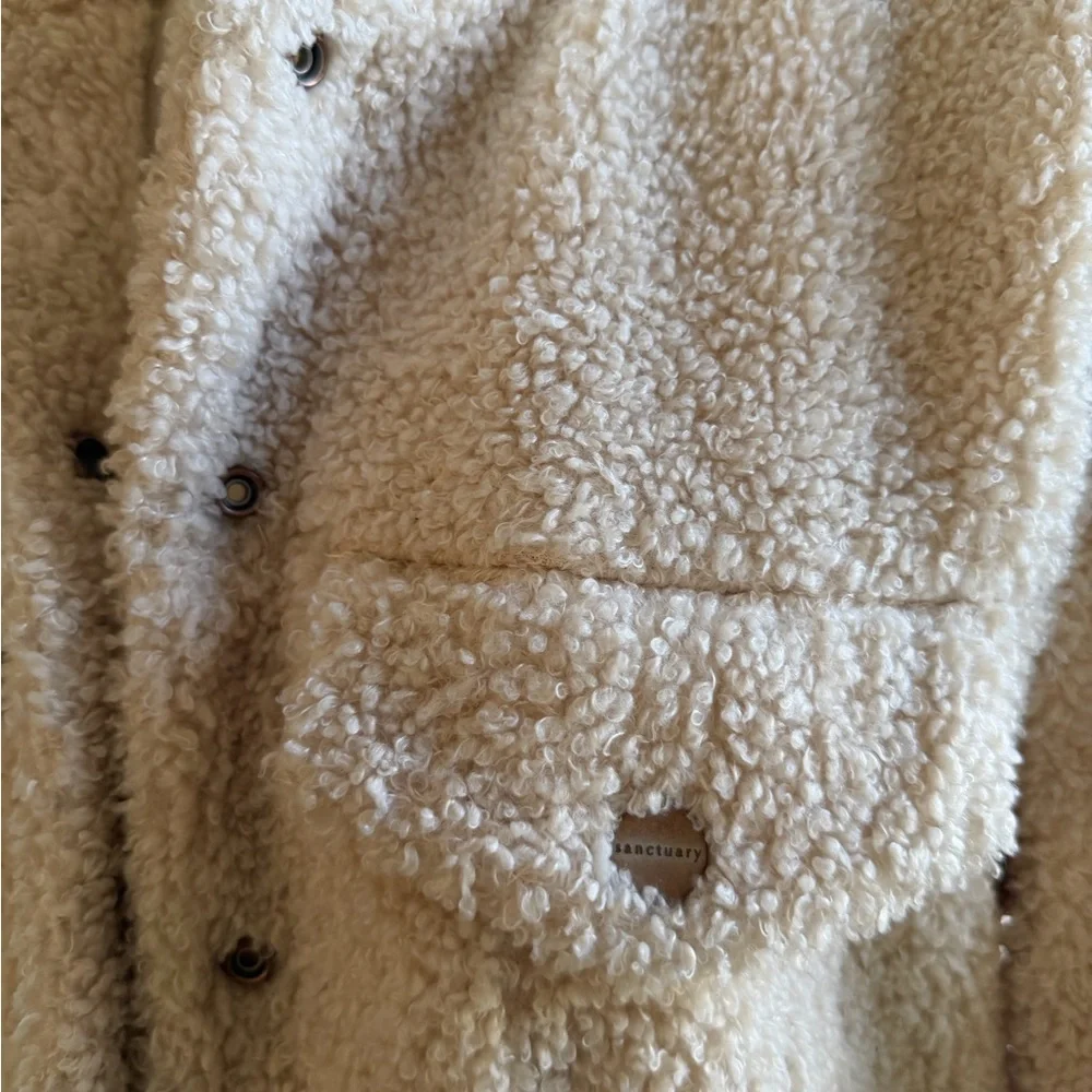 Sanctuary Sherpa Teddy Jacket Cream Button Up Size Small - Picture 2 of 5